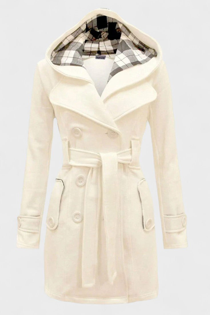 Bronwyn | Women's Double Breasted Hooded Coat - Blue - Image 16