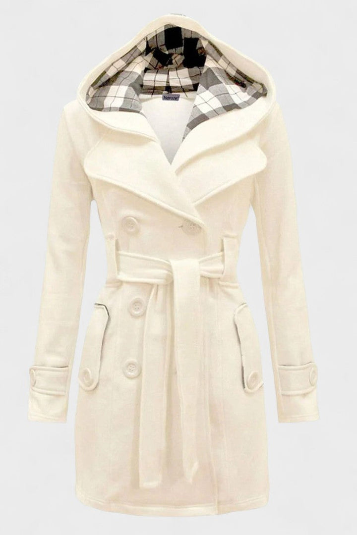 Bronwyn | Women's Double Breasted Hooded Coat - Blue - Image 16