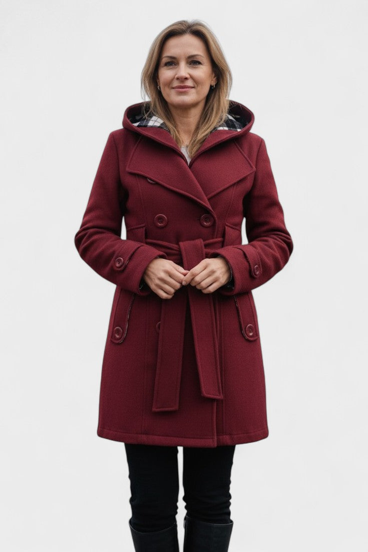 Bronwyn | Women's Double Breasted Hooded Coat - Blue - Image 17