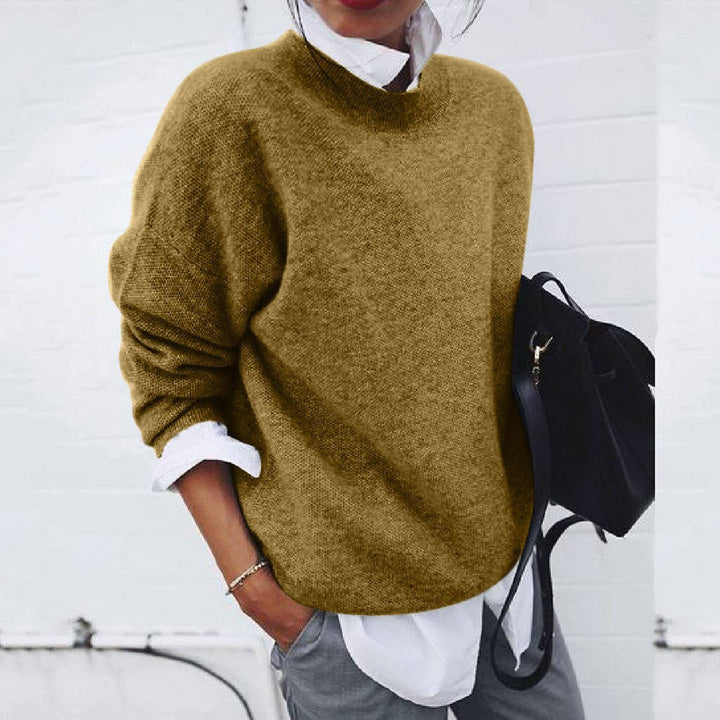 Bronwyn | Women's Oversized Round Neck Sweater - Khaki - Image 1