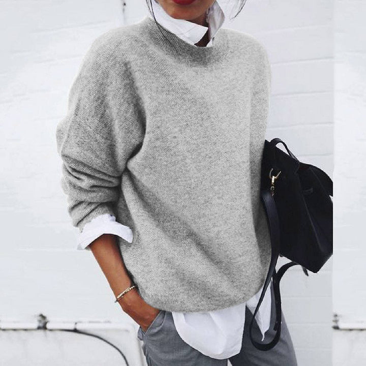 Bronwyn | Women's Oversized Round Neck Sweater - Khaki - Image 4