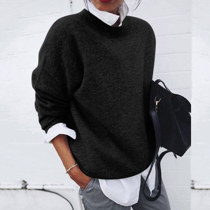 Bronwyn | Women's Oversized Round Neck Sweater - Khaki - Image 5