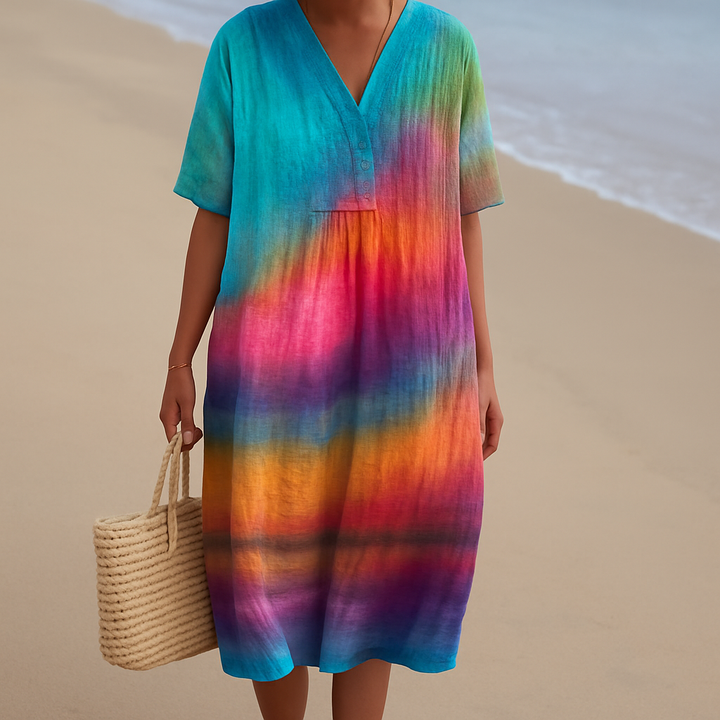 Bronwyn | Women's Tie-Dye Ombre Midi Dress - Tie Dye - Image 1