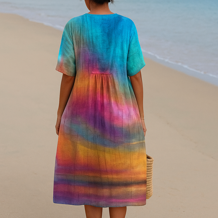 Bronwyn | Women's Tie-Dye Ombre Midi Dress - Tie Dye - Image 2