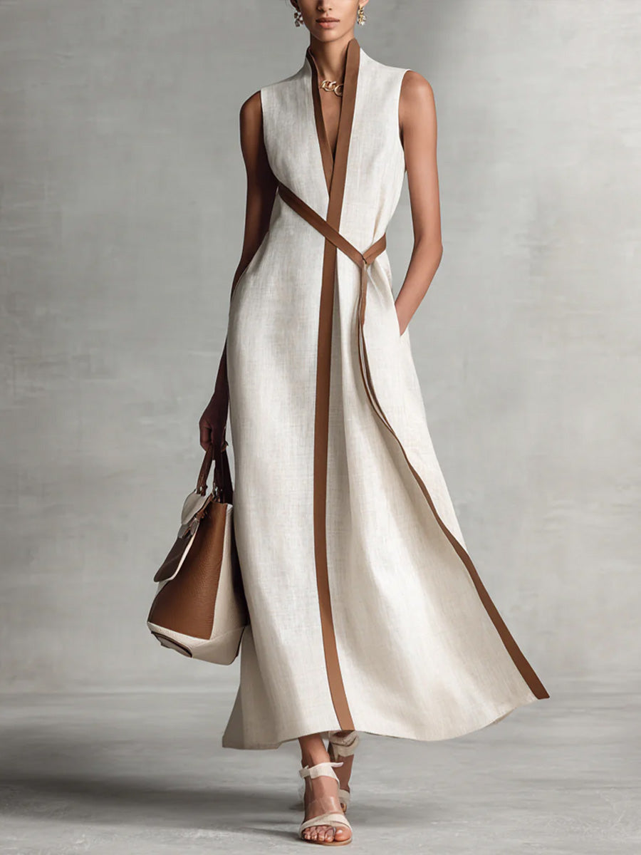 Brynlee | Women's Wrap Sleeveless Maxi Dress - Navy - Image 2