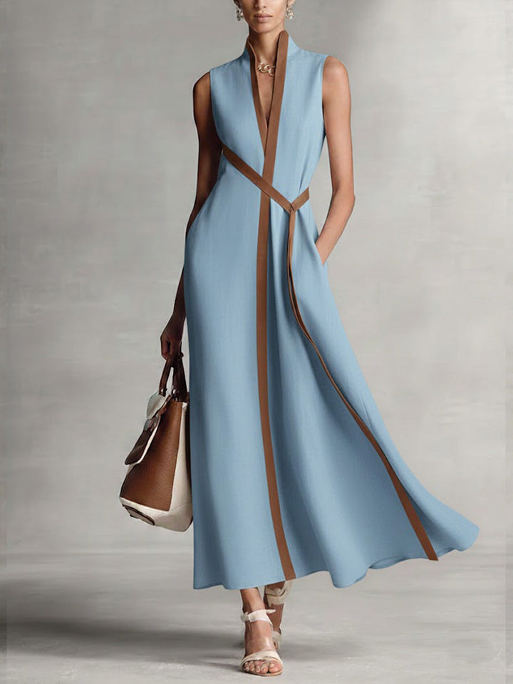 Brynlee | Women's Wrap Sleeveless Maxi Dress - Navy - Image 3