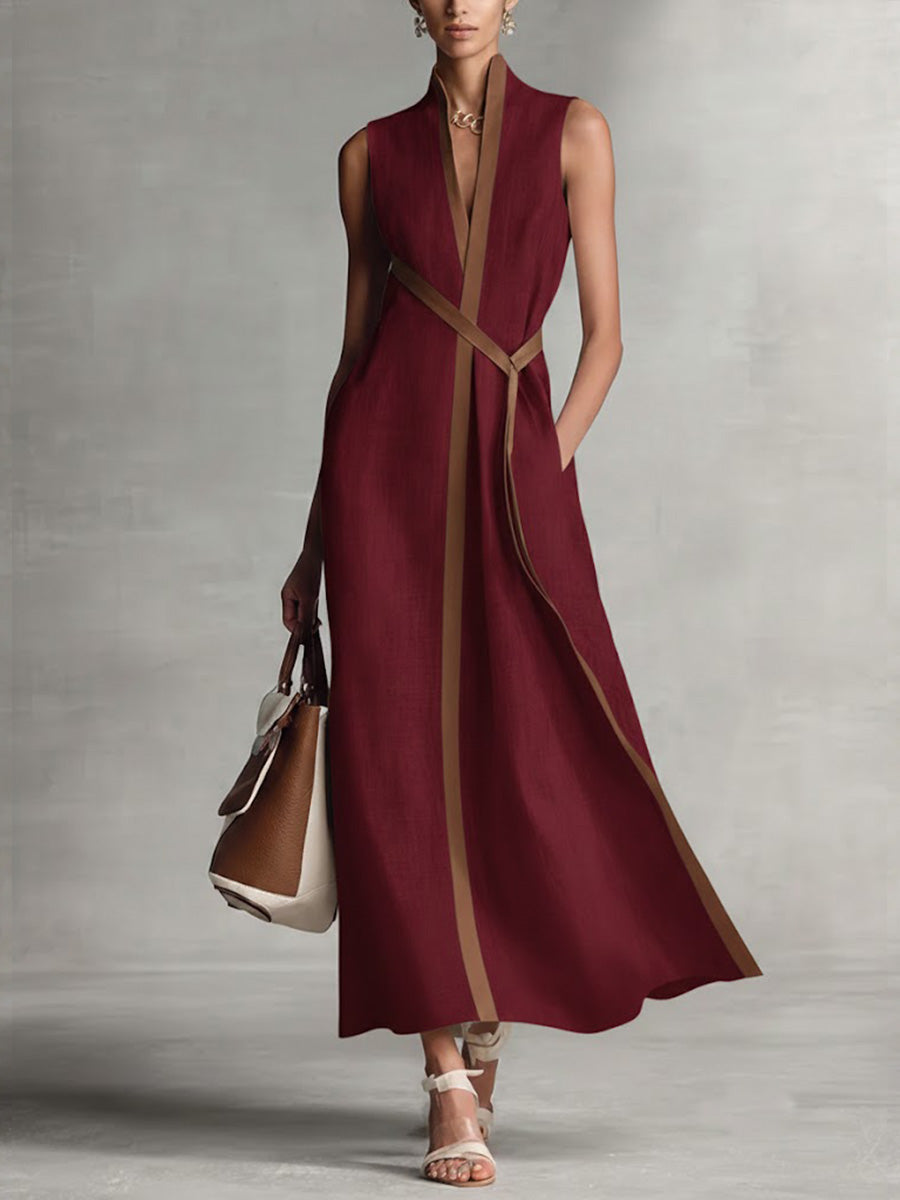 Brynlee | Women's Wrap Sleeveless Maxi Dress - Navy - Image 5