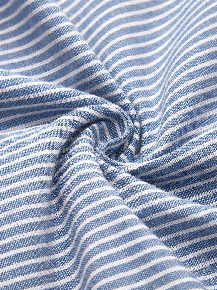 Brynn | Women's Striped Midi Dress with Pockets - Blue - Image 5