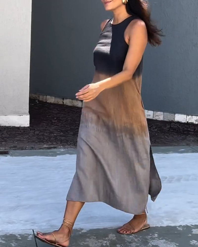 Anette | Sleeveless Ombre Dress with Round Neck