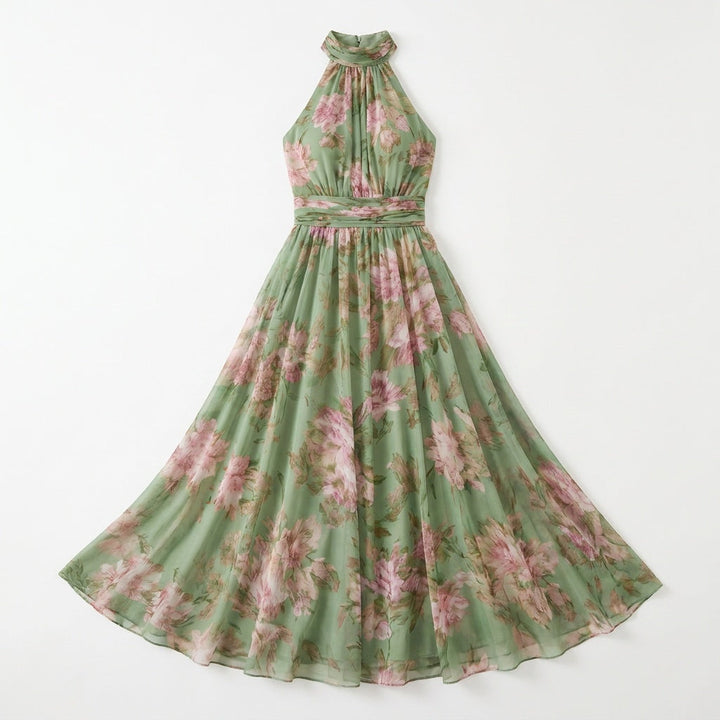 Calanthe | Women's Floral Halter Neck Maxi Dress - Floral - Image 11