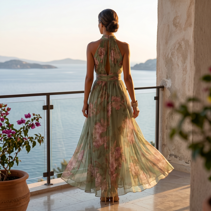 Calanthe | Women's Floral Halter Neck Maxi Dress - Floral - Image 4