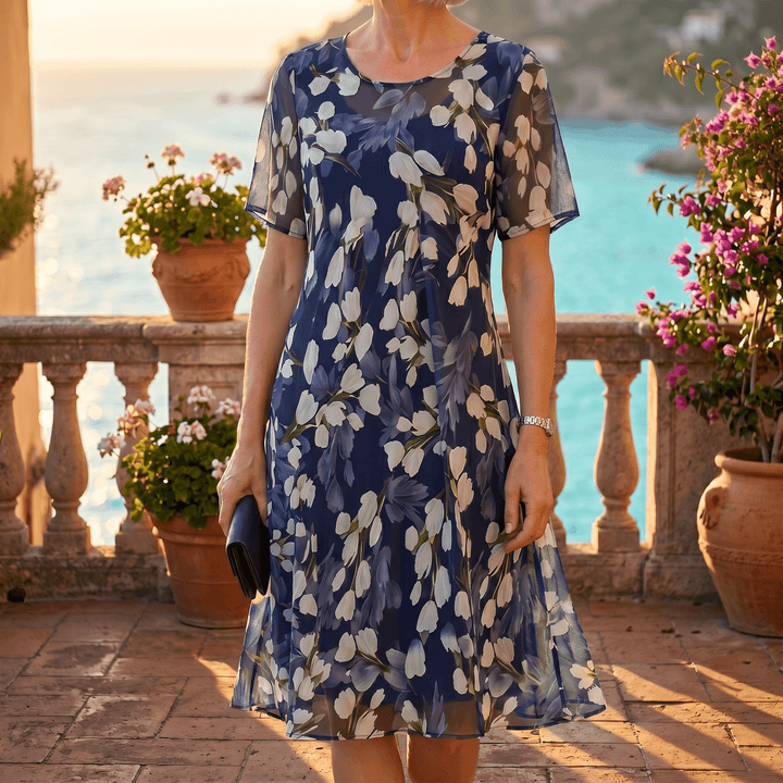 Calanthe | Women's Floral Midi Dress Navy - Navy - Image 1