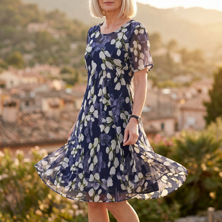 Calanthe | Women's Floral Midi Dress Navy - Navy - Image 2