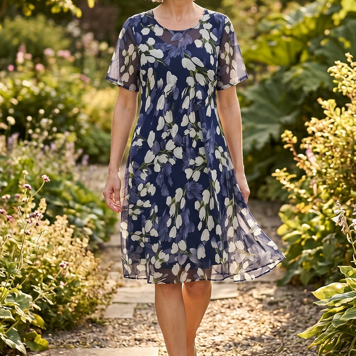 Calanthe | Women's Floral Midi Dress Navy - Navy - Image 4