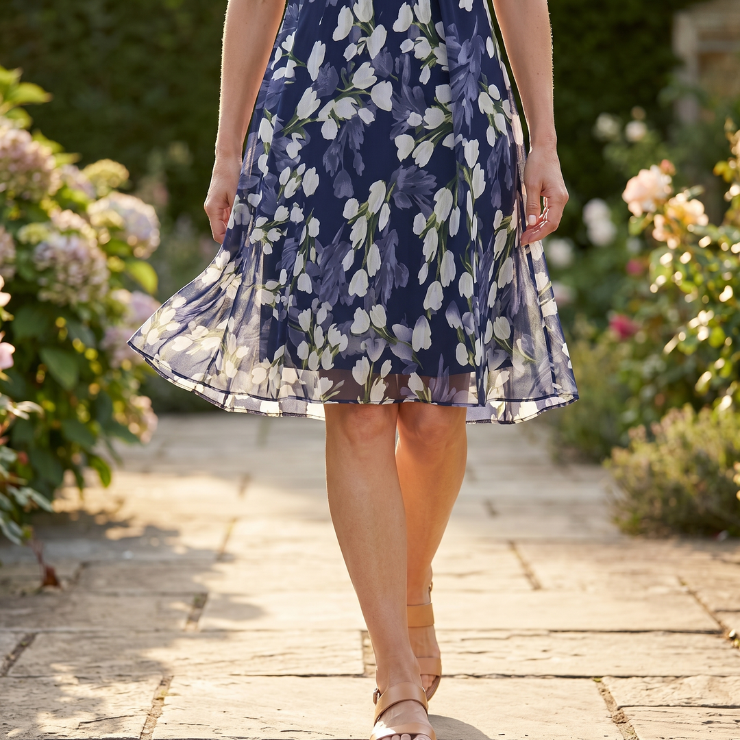 Calanthe | Women's Floral Midi Dress Navy - Navy - Image 5