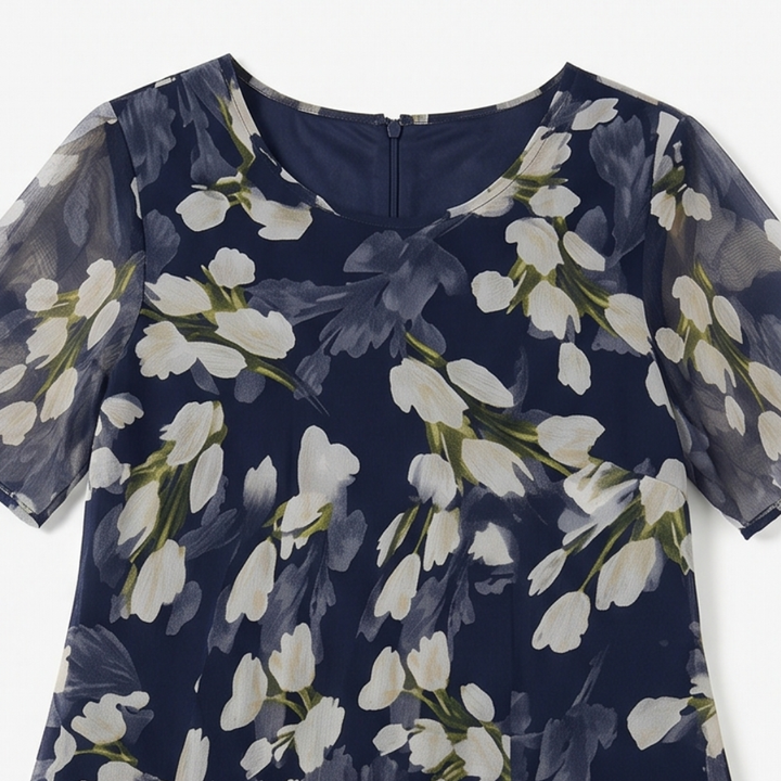 Calanthe | Women's Floral Midi Dress Navy - Navy - Image 7