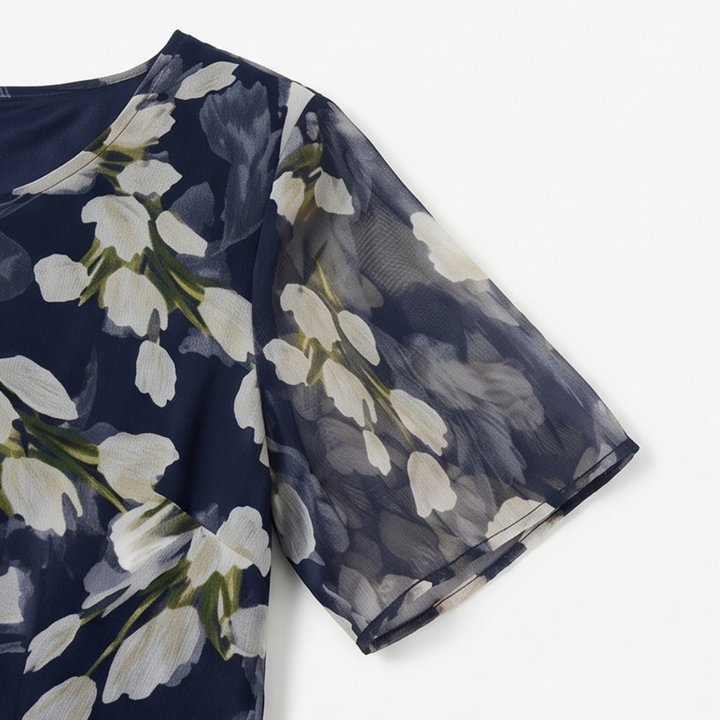 Calanthe | Women's Floral Midi Dress Navy - Navy - Image 8