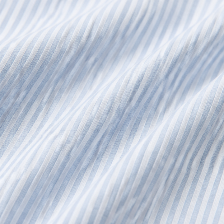 Calbourne | Women's Striped Henley Button Front Top - Light Blue - Image 10