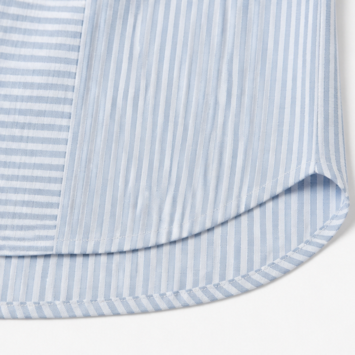 Calbourne | Women's Striped Henley Button Front Top - Light Blue - Image 9