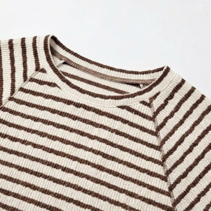 Caldene | Women's Striped Relaxed Fit Knit Top - Striped - Image 7