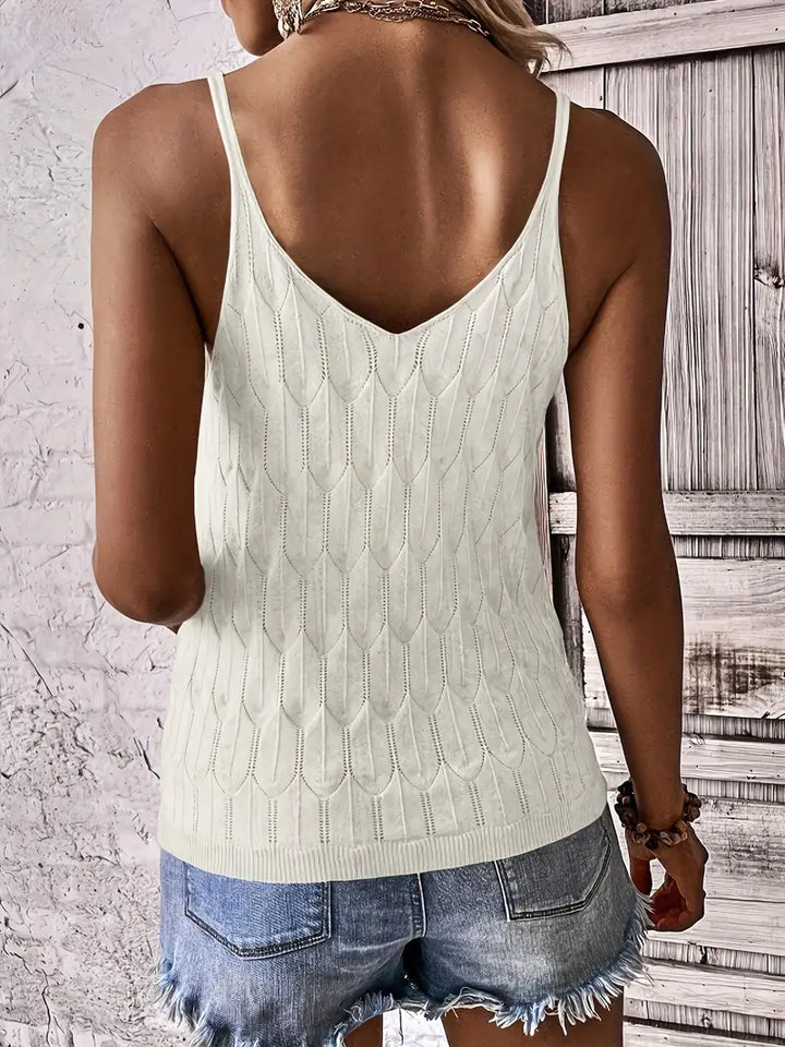 Calindra | Women's Boho Knit Tank Top - Cream - Image 5