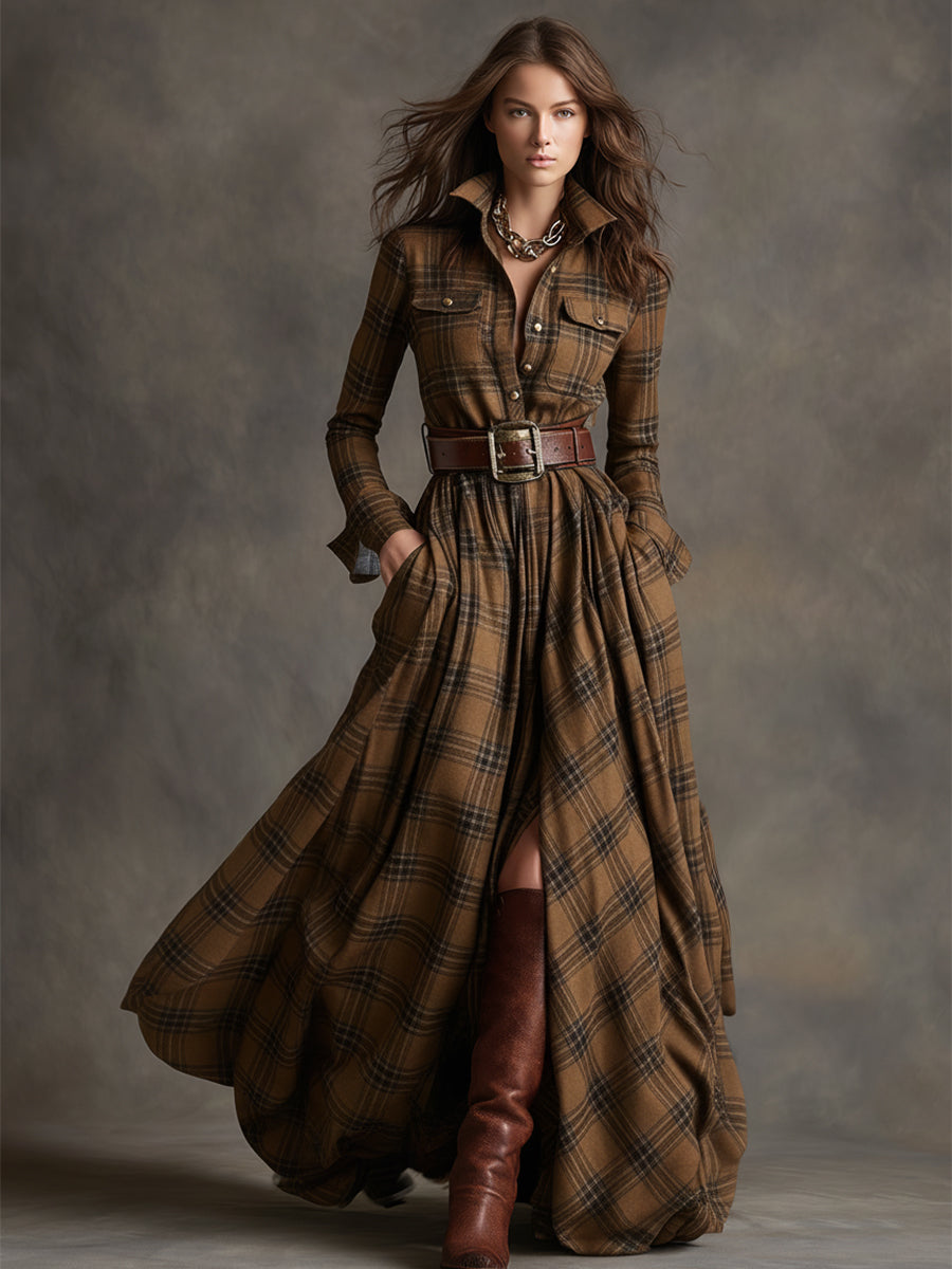 Calliope | Women's Tartan Button Up Maxi Dress - Image 13