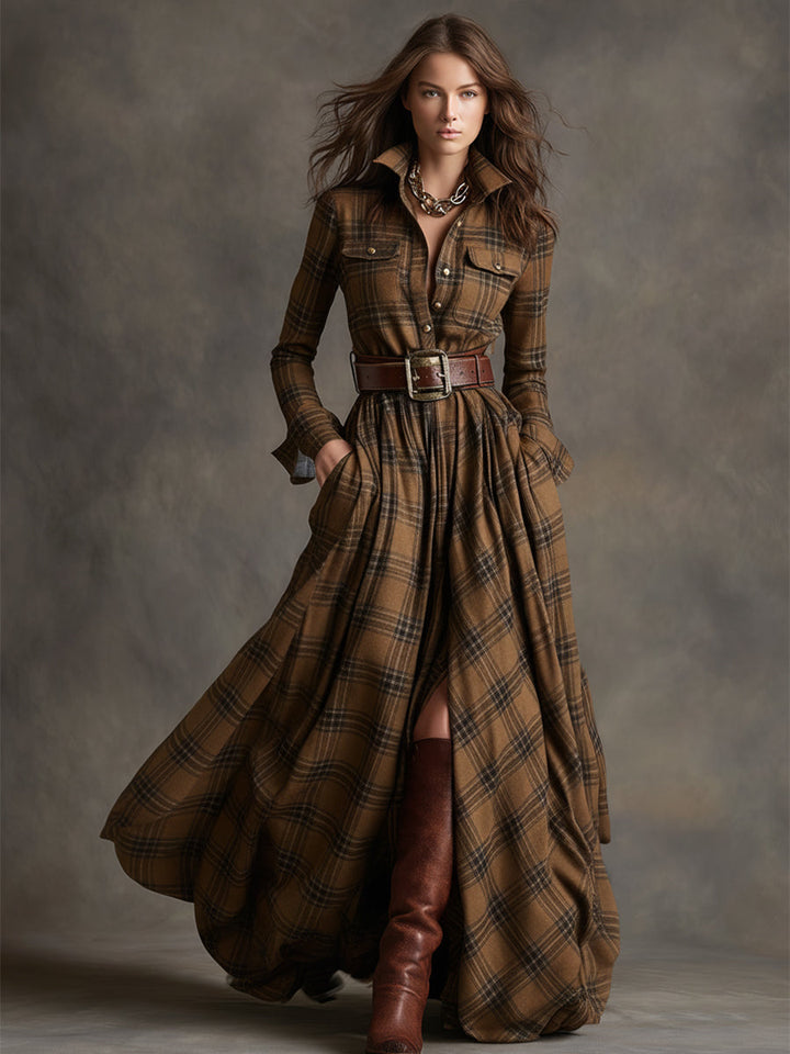 Calliope | Women's Tartan Button Up Maxi Dress - Image 13