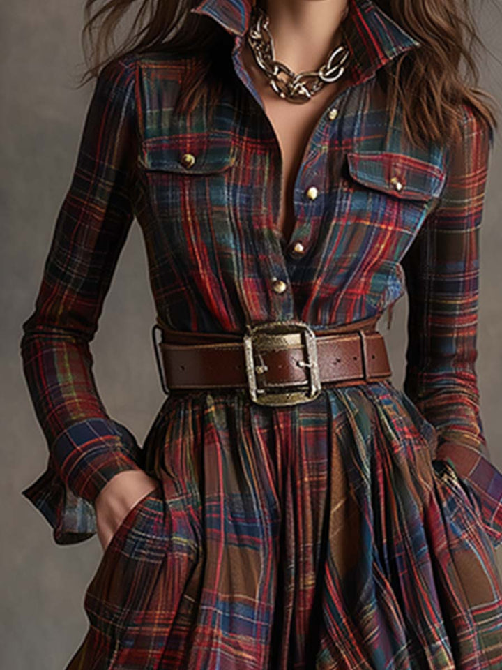 Calliope | Women's Tartan Button Up Maxi Dress - Image 7
