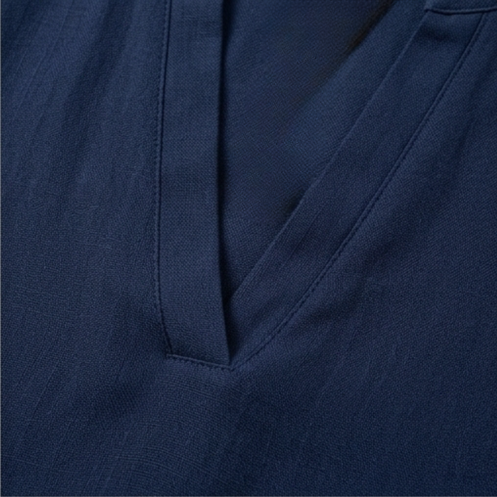 Callista | Women's V-Neck Relaxed Blouse - Navy - Image 7