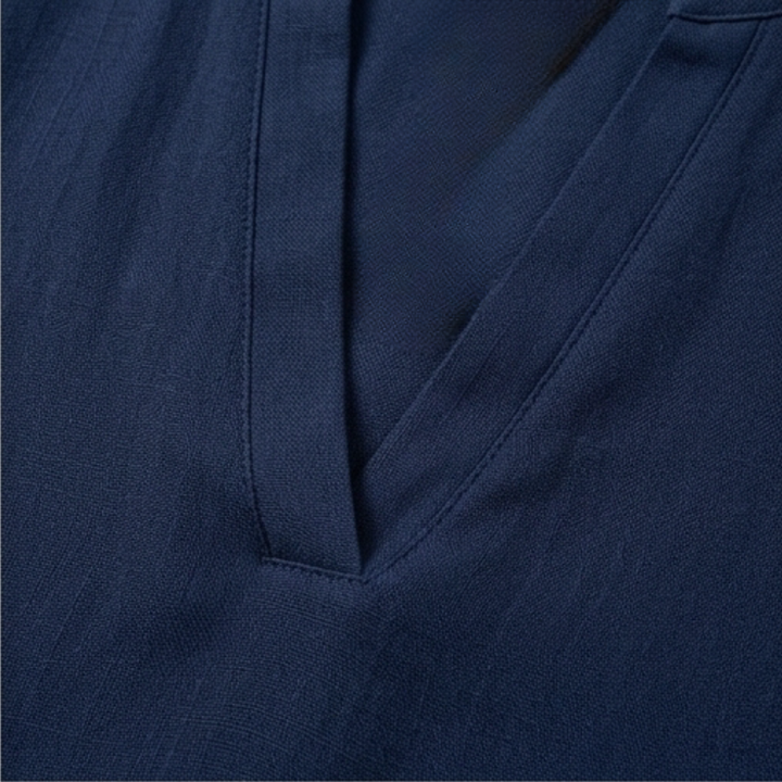 Callista | Women's V-Neck Relaxed Blouse - Navy - Image 7