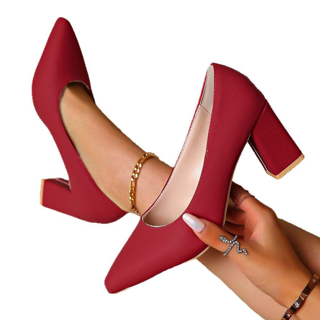 Calvara | Women's Block Heel Court Shoes Pointed Toe - Image 10