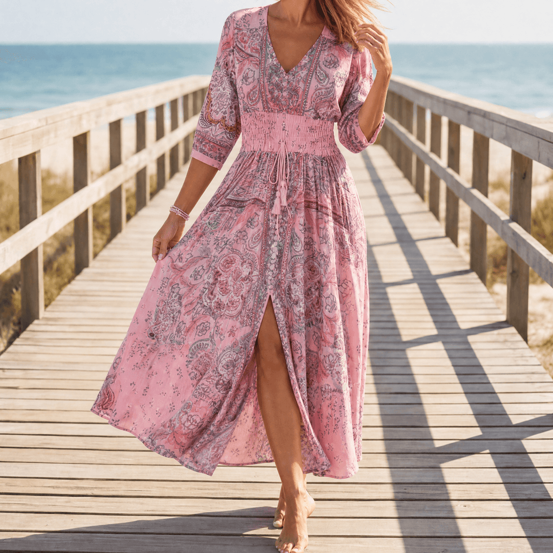 Calvara | Women's Boho Maxi Dress - Light Blue - Image 13