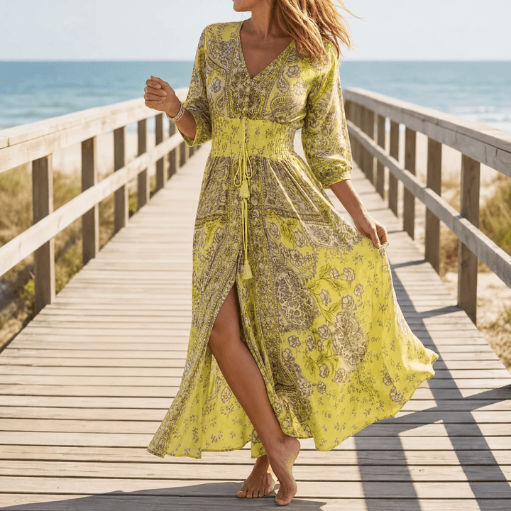 Calvara | Women's Boho Maxi Dress - Light Blue - Image 14