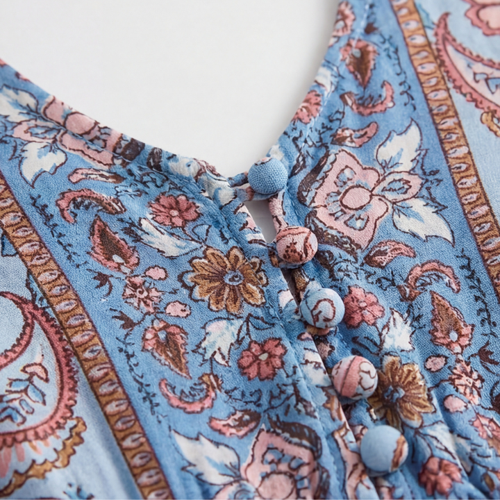 Calvara | Women's Boho Maxi Dress - Light Blue - Image 9