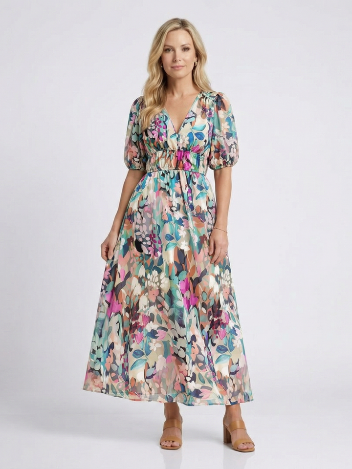 Calvara | Women's Floral Print Midi Dress - Image 1
