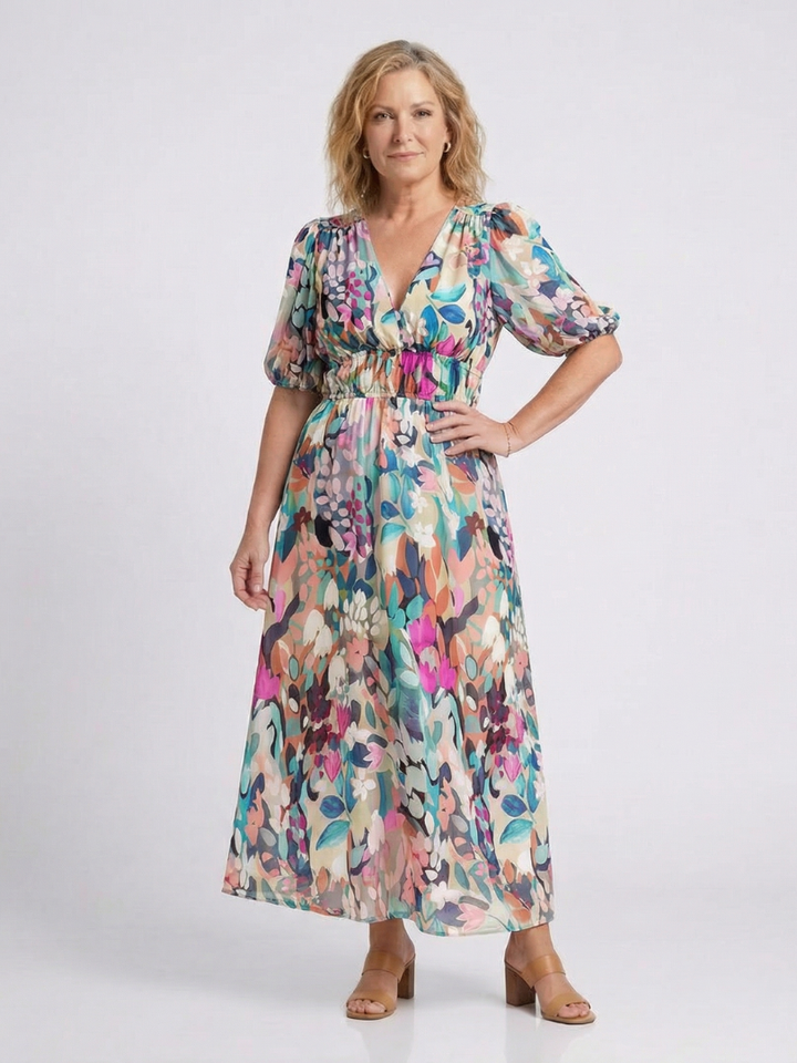Calvara | Women's Floral Print Midi Dress - Image 3