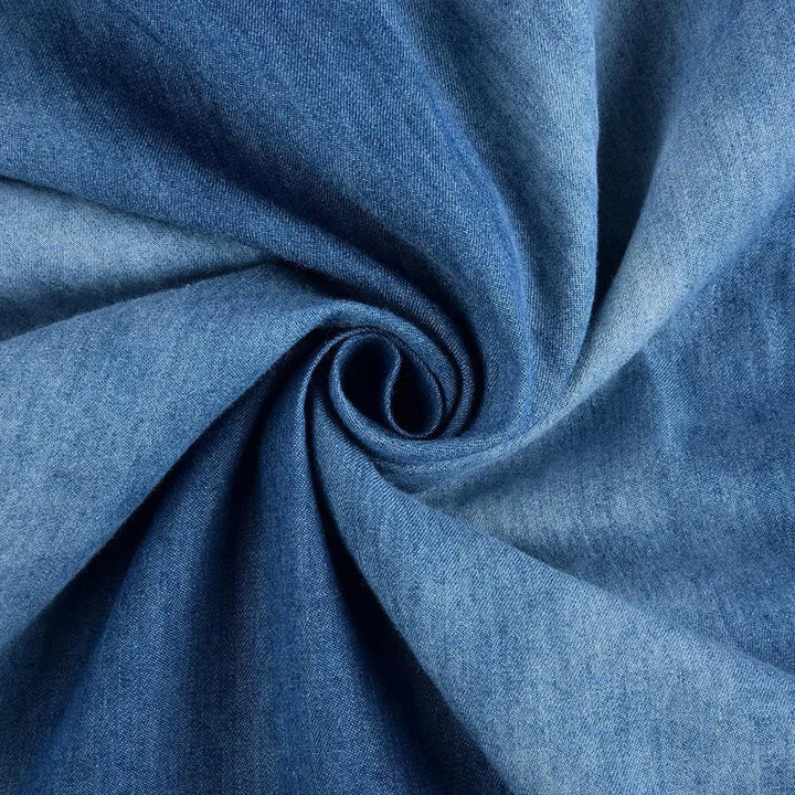 Calvara | Women's Relaxed Fit Denim Summer Dress - Blue - Image 5
