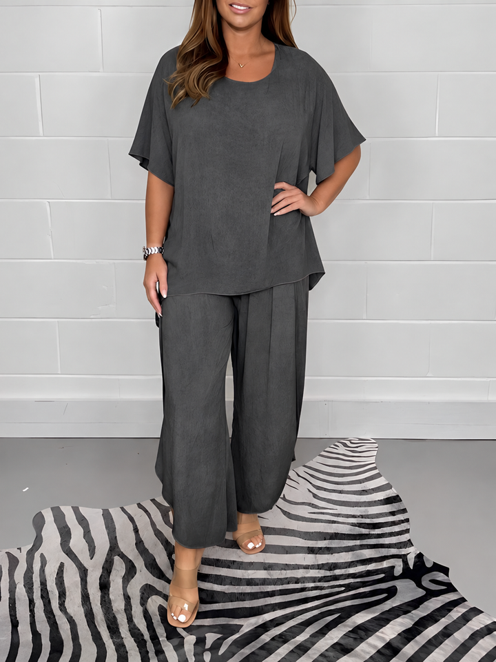 Calvara | Women's Two Piece Set Wide Leg Trousers - Black - Image 5