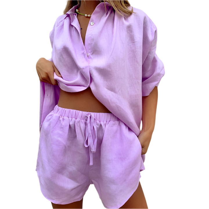 Calvera | Women's Linen Shorts Set Two-Piece - Image 12
