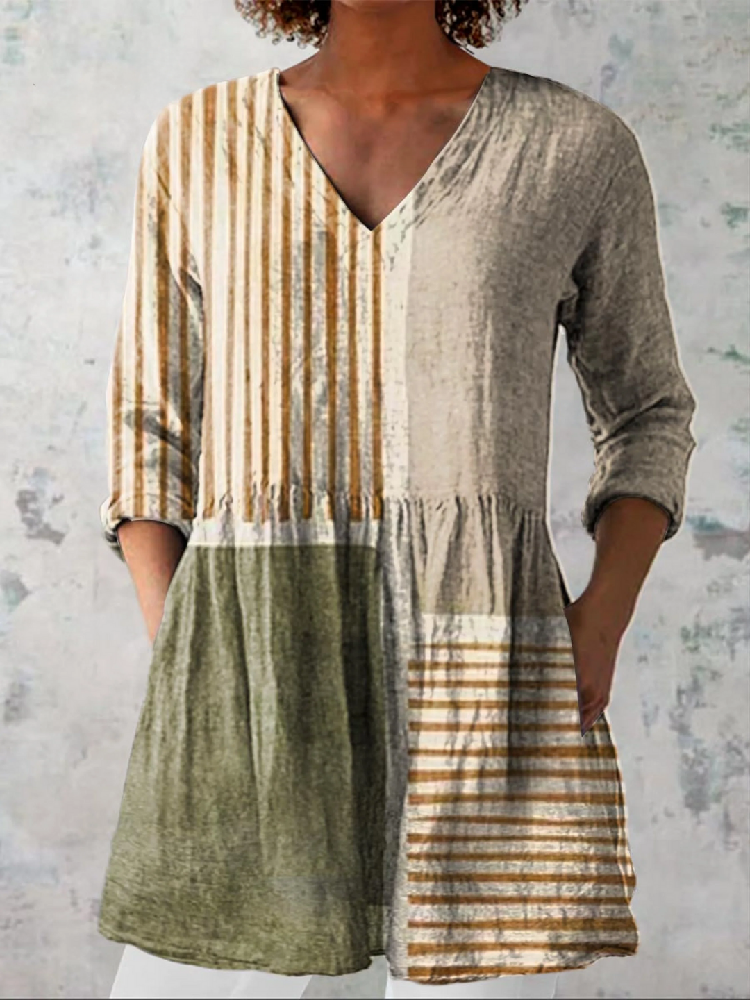 Calveth | Women's Boho Top V-Neck Long Blouse - Image 1