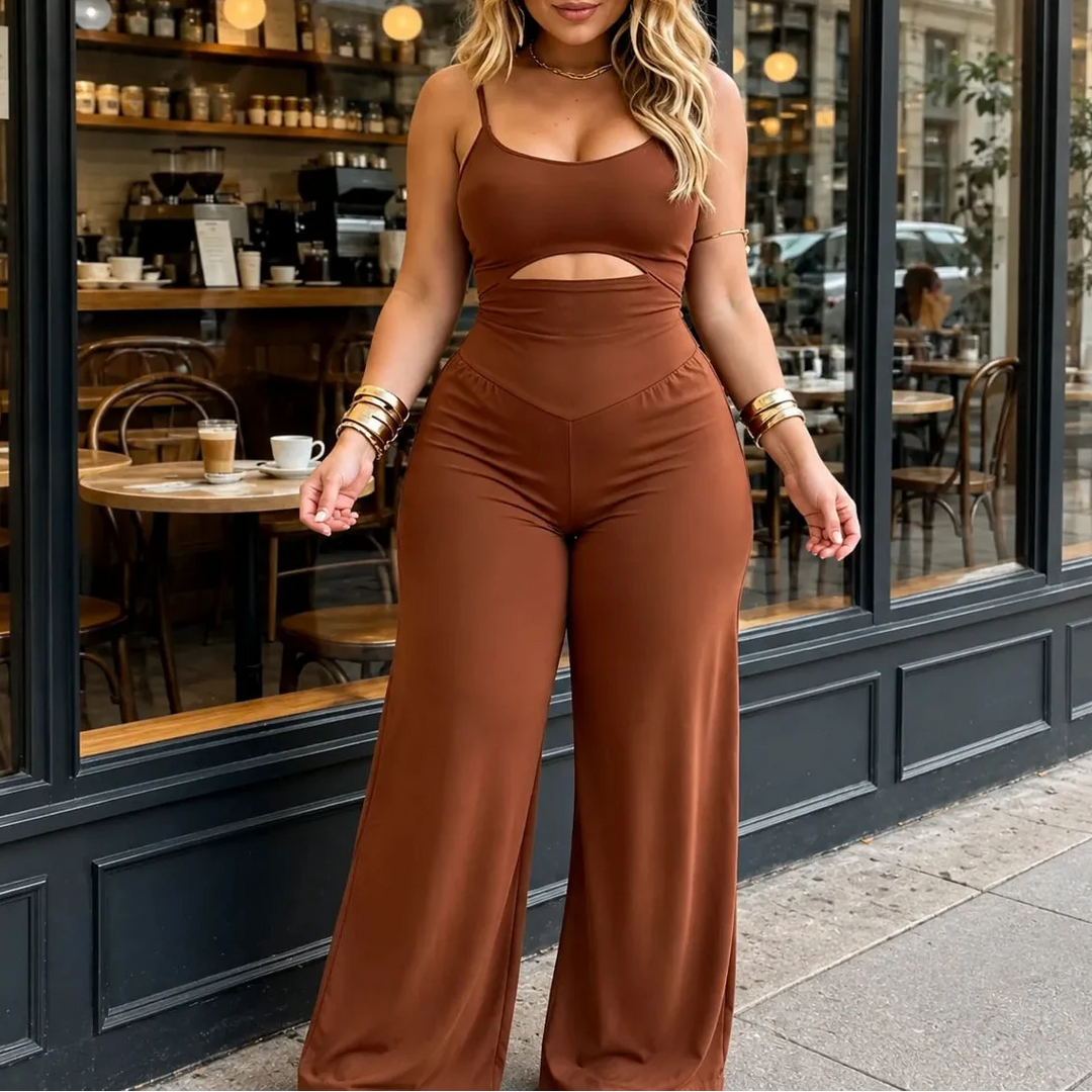 Calveth | Women's Cutout Wide Leg Jumpsuit - Black - Image 11