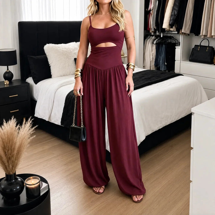 Calveth | Women's Cutout Wide Leg Jumpsuit - Black - Image 14