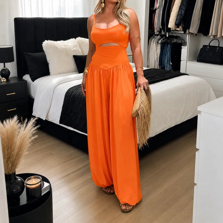 Calveth | Women's Cutout Wide Leg Jumpsuit - Black - Image 15