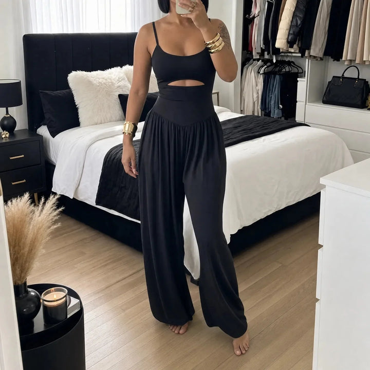 Calveth | Women's Cutout Wide Leg Jumpsuit - Black - Image 16