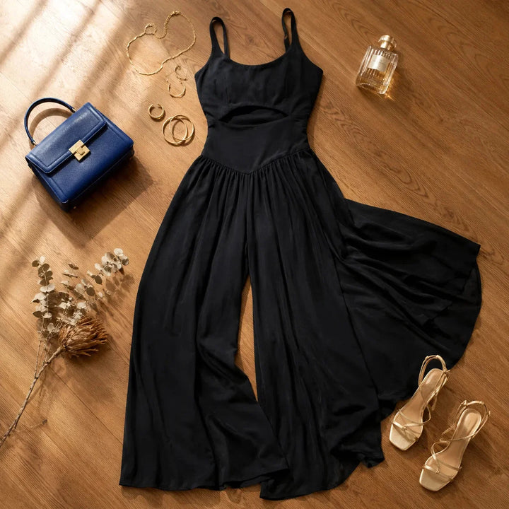 Calveth | Women's Cutout Wide Leg Jumpsuit - Black - Image 6