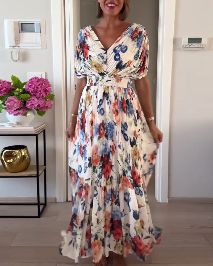 Calveth | Women's Floral Maxi Dress Pleated - Image 3