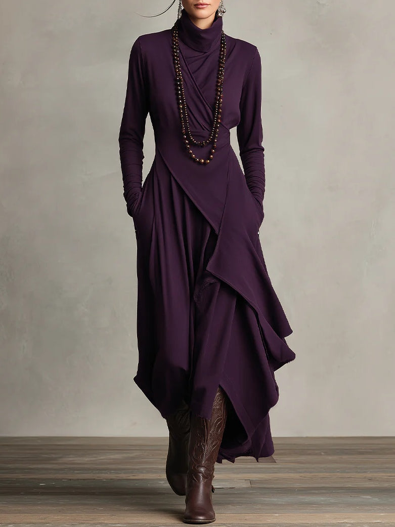 Calveth | Women's Formal Maxi Dress Long Sleeve - Purple - Image 1