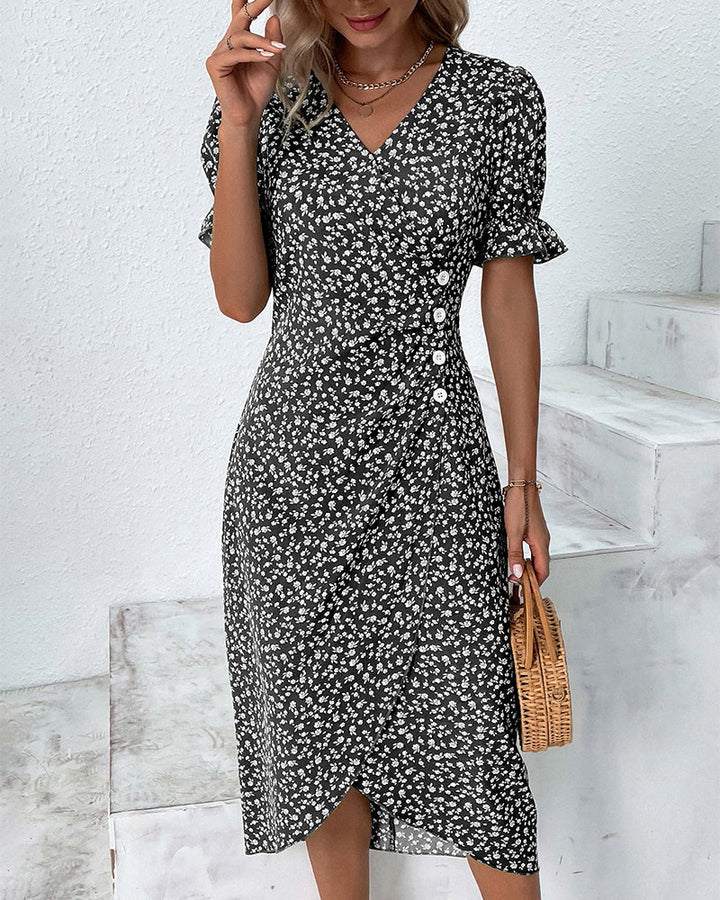 Calveth | Women's Midi Dress Short Sleeve - Black - Image 1