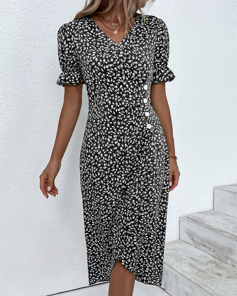 Calveth | Women's Midi Dress Short Sleeve - Black - Image 5