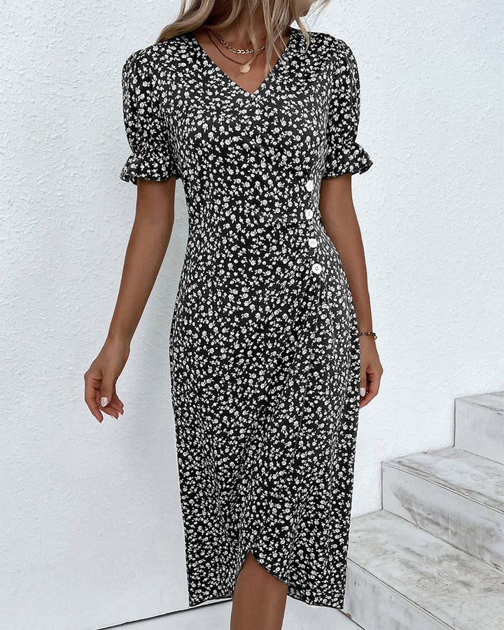 Calveth | Women's Midi Dress Short Sleeve - Black - Image 5